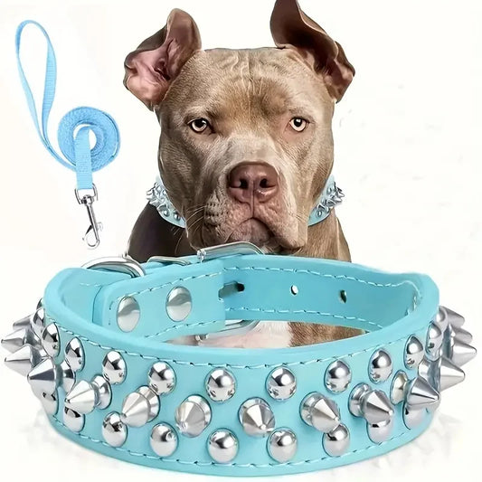 UnleashGo™ Spiked Leather Collar Set